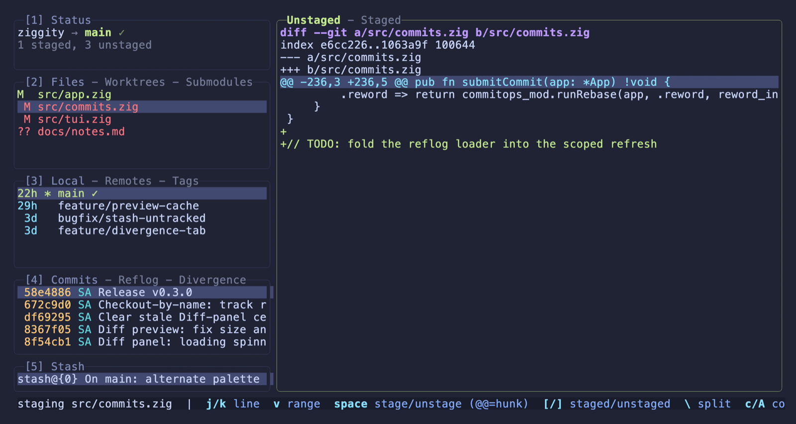 Line level staging in Ziggity